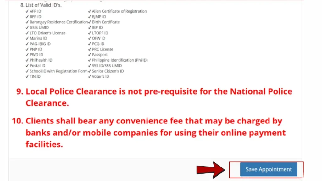 Online Appointment 14 National Police Clearance saving appointment