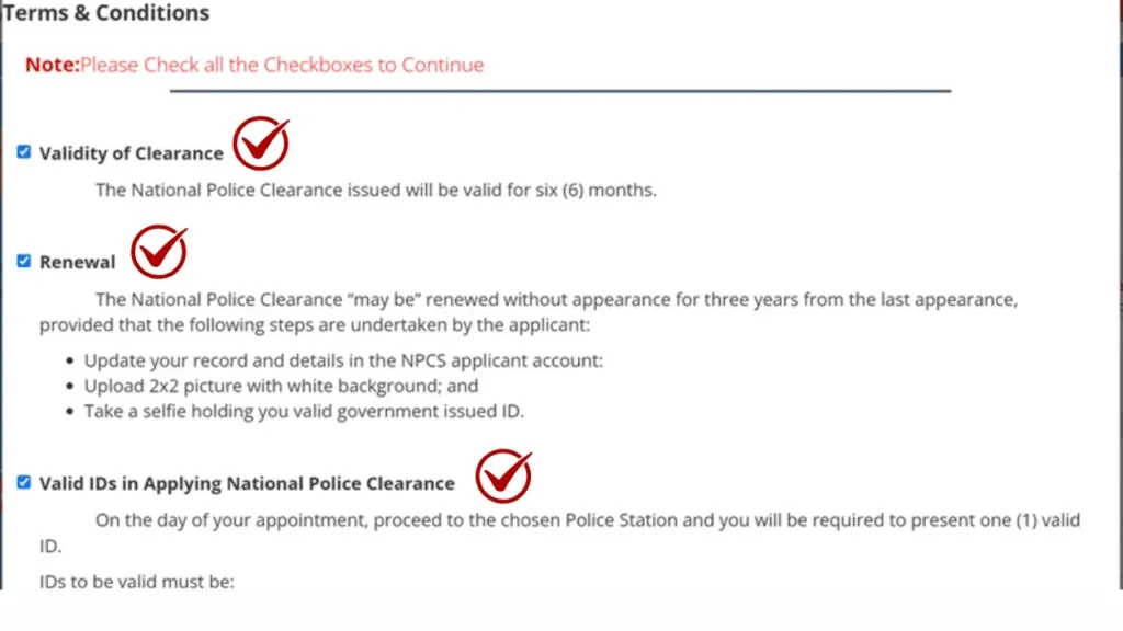 National Police Clearance terms & conditions